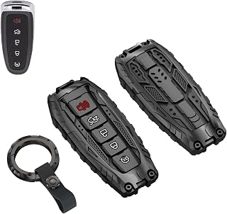 Heavy Key Fob Cover Case Protector for Ford, Keychain, Accessories for Ford C-Max Edge Escape Expedition Explorer Flex Focus Taurus Lincoln MKS MKT MKX Navigator (Model-C Black)