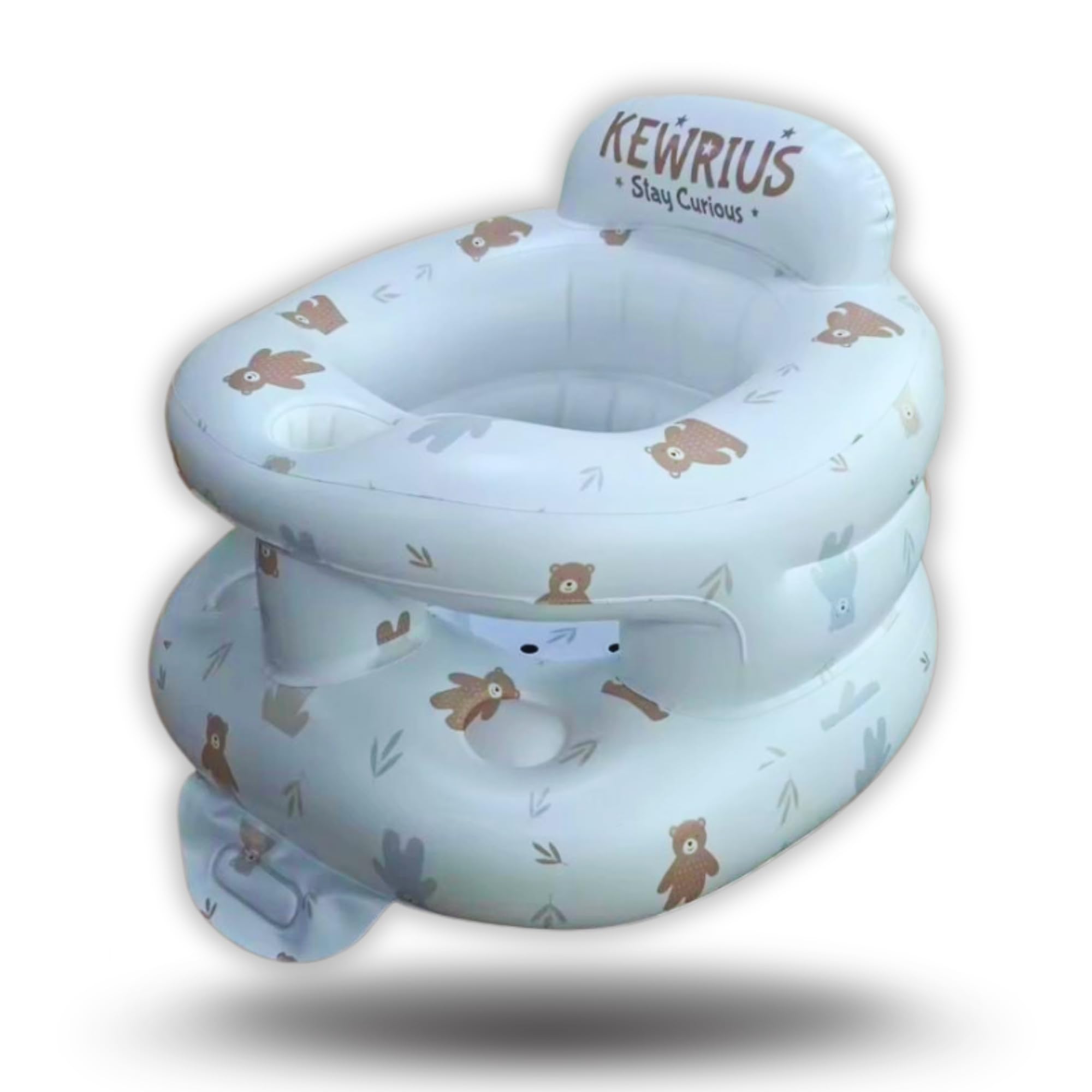 KEWRIUS Inflatable Baby Seat with Soft Safety Barrier, Blow Up Baby Chair with Built in Pump for Babies