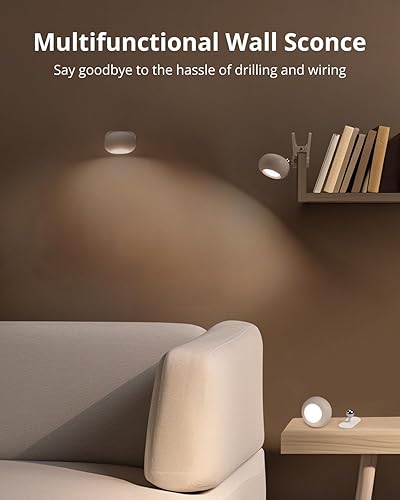 Miniatura 4 de Luces de pared blancas que funcionan con pilas, apliques de pared LED inalámbricos con 3 colores de temperatura, brillo regulable, control táctil
