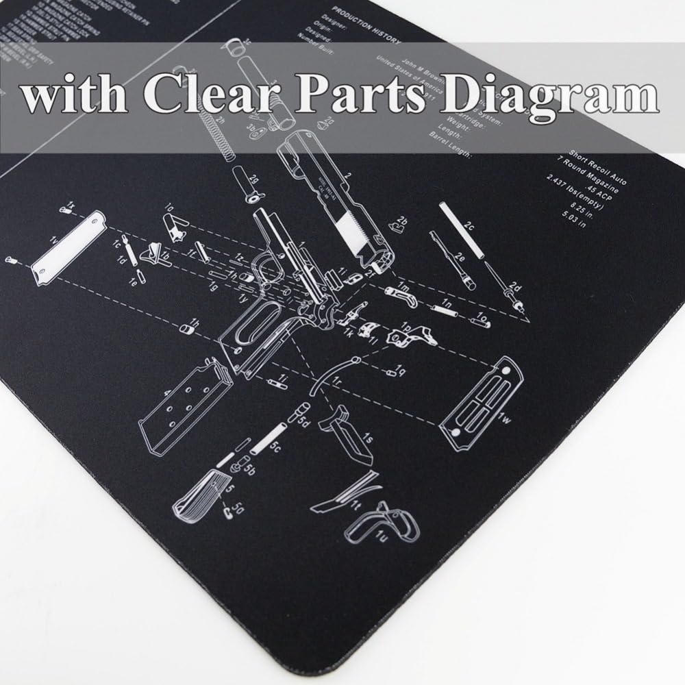 Jungle Leopard Diagramme des pièces du Tapis de Souris en Caoutchouc for Le Nettoyage des Armes à feu AR15 AK47 GL0CK SIG 1911