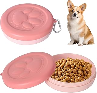 Hundenapf für Unterwegs, Tragbar Auslaufsicher Trinknapf Fressnapf mit Deckel und Karabiner, Haustier Reisenapf Fressnapf für Hunde Katzen, Ideal für Reisen, Spaziergänge & Alltag (370 ml) (Rosa) product image