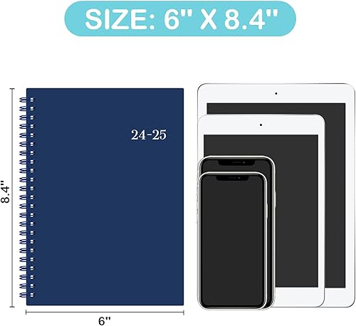 Miniatura 6 de Agenda 2024-2025, agenda semanal y mensual con pestañas, calendario 2024-2025 con tapa flexible, papel grueso A5, encuadernación de doble alambre,