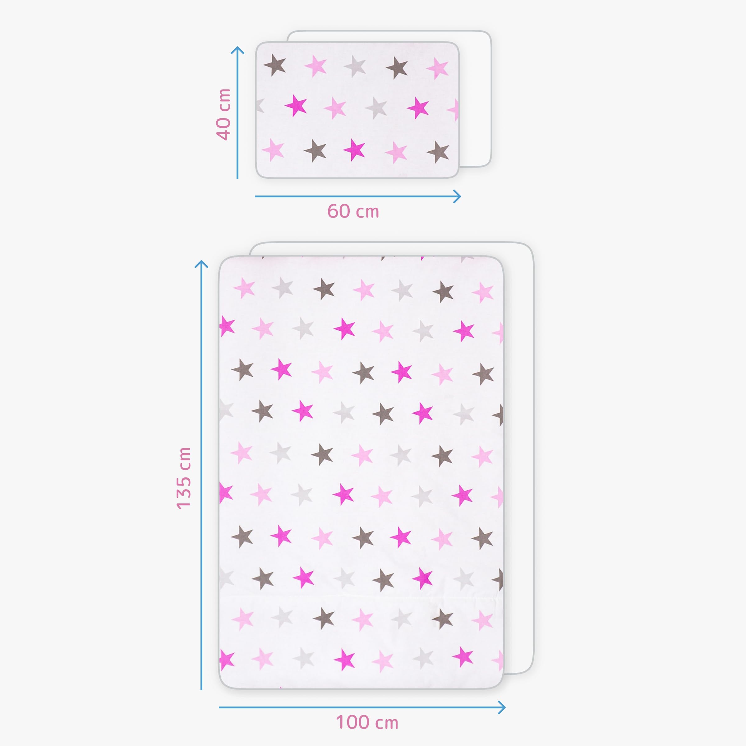 Baby Comfort Juego de Cama para Cuna 4 Piezas 135x100 cm edredón y Funda nórdica con Almohada y Funda de Almohada - diseño 19 (12 Meses+)