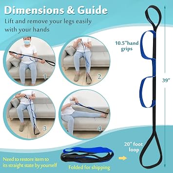 Leg Lifter Strap for After Knee Surgery Hip Replacement Recovery Kit Medical Leg Loop Lifter Pull Strap Lift Assist Rigid Foot Lifter for Disabled Elderly Adults Handicap Mobility Aids Portable Lifter