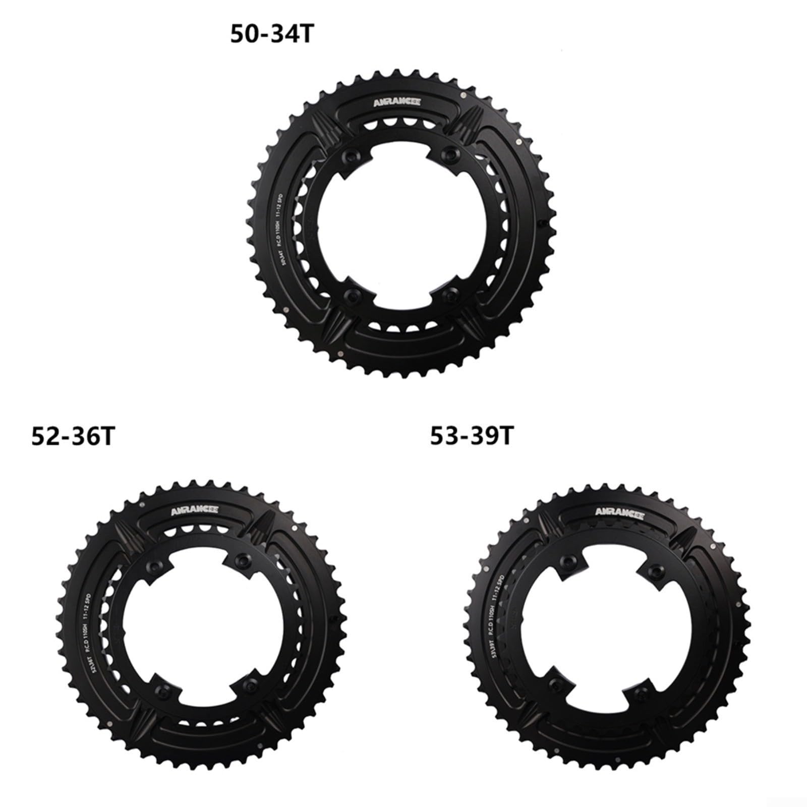 Set di corone per bici da strada per 105/Ultegra/Dura-Ace (50-34T/52-36T/53-39T), 7075-T651 in alluminio lavorato a CNC doppia corona 110BCD, compatibile con guarniture R7000/R8000/R9100 (34/50T)