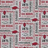 SYKEL ENTERPRISES Arkansas Razorbacks Fleece Blanket Fabric with Verbiage on Heather Ground-Sold by The Yard Verbiage Heather Fleece Fabric-Fleece Blanket Fabric