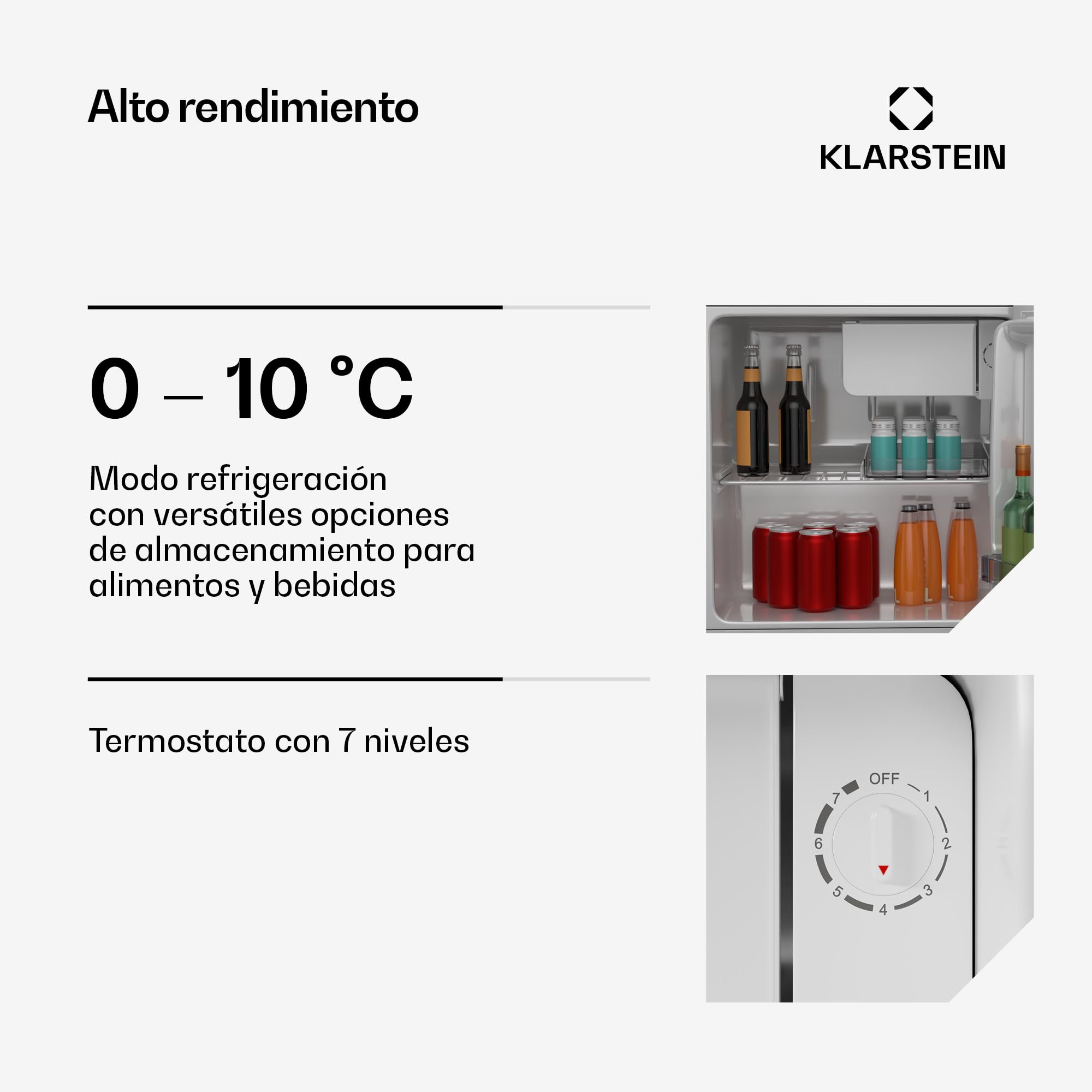 KLARSTEIN Irene 46L Mini Nevera Retro - Silenciosa 37 Db, Termostato Ajustable, Neveras Pequeñas Para Habitaciones, Oficinas, Dormitorios, Negro