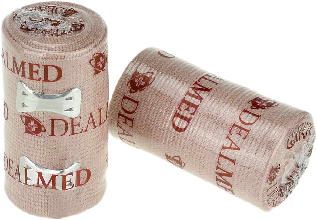 Dealmed Compression Bandages with Clip Closure | Stretch Elastic Wraps for Foot, Ankle, Knee, Leg, Arm & Body, Muscle Sprains, Sports Injury, Edema & Wound Care (3 Inch Pack of 2) : Health & Household