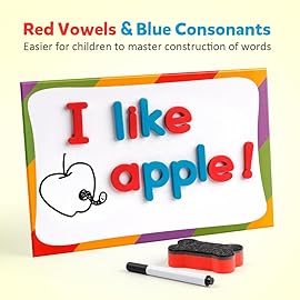 Coogam Magnetic Letters 251 Pcs with Magnetic Board and Storage Box - Uppercase Lowercase Foam Alphabet ABC Magnets for Fridge Refrigerator - Educational Toy Set for Classroom Kids Learning Spelling