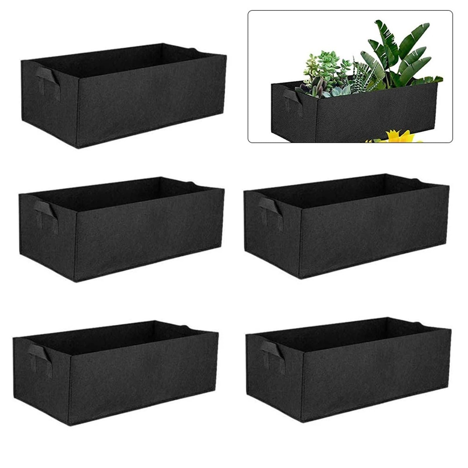 Grand Sac de Culture 5 Sacs Plantation Rectangulaires en Feutre pour Jardin