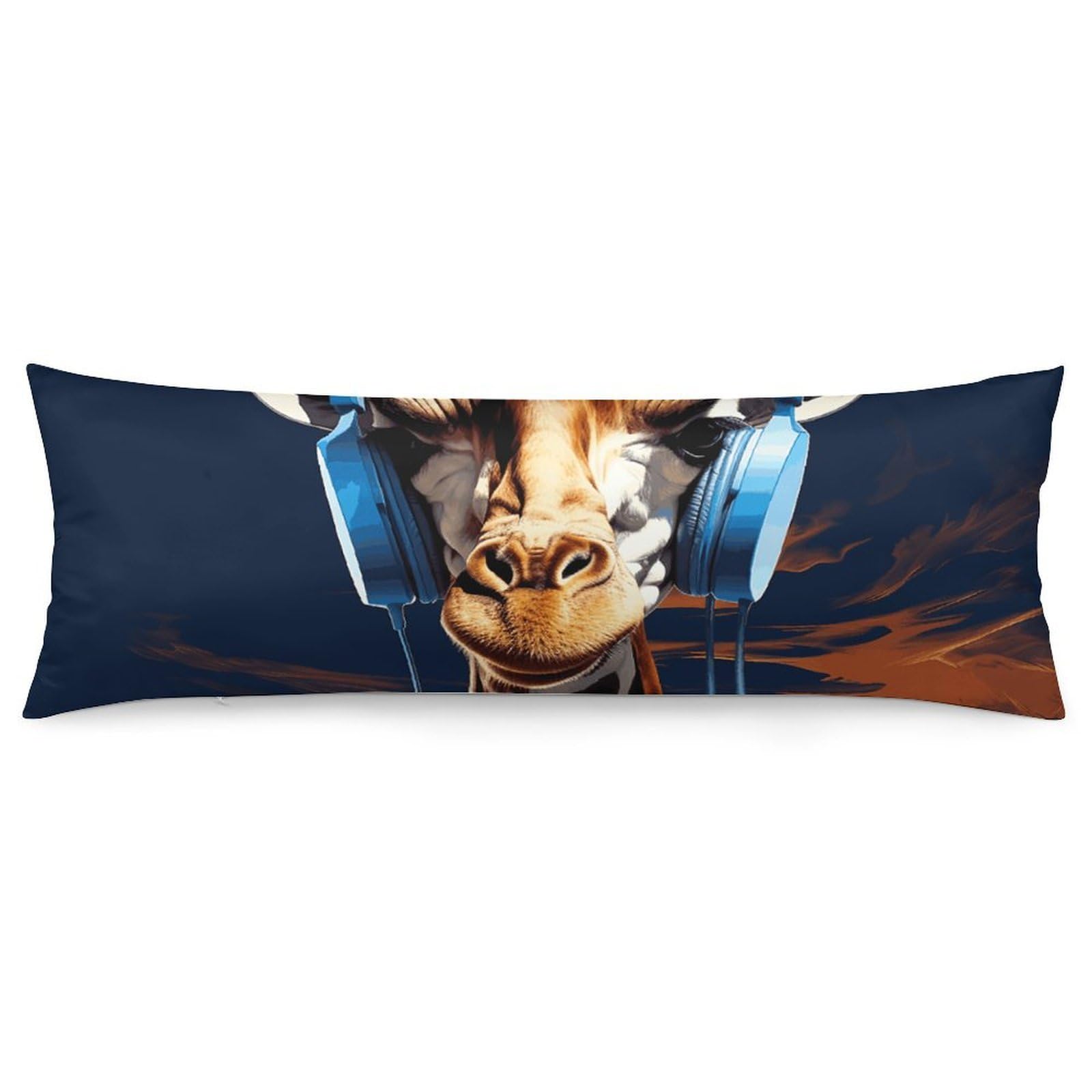 2 Pack Pillow Cases for Hair and Skin, Soft Breathable Pillow Case Covers with Hidden Zipper, Giraffe Wearing Headphones Pillowcase 20"x54" Pillow Covers for Sleeping Gift