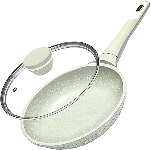 Sartén antiadherente de 8 pulgadas con tapa, sartén para tortilla y huevos, utensilios de cocina saludables sin ácido perfluorooctanoico (PFOAPFAS),