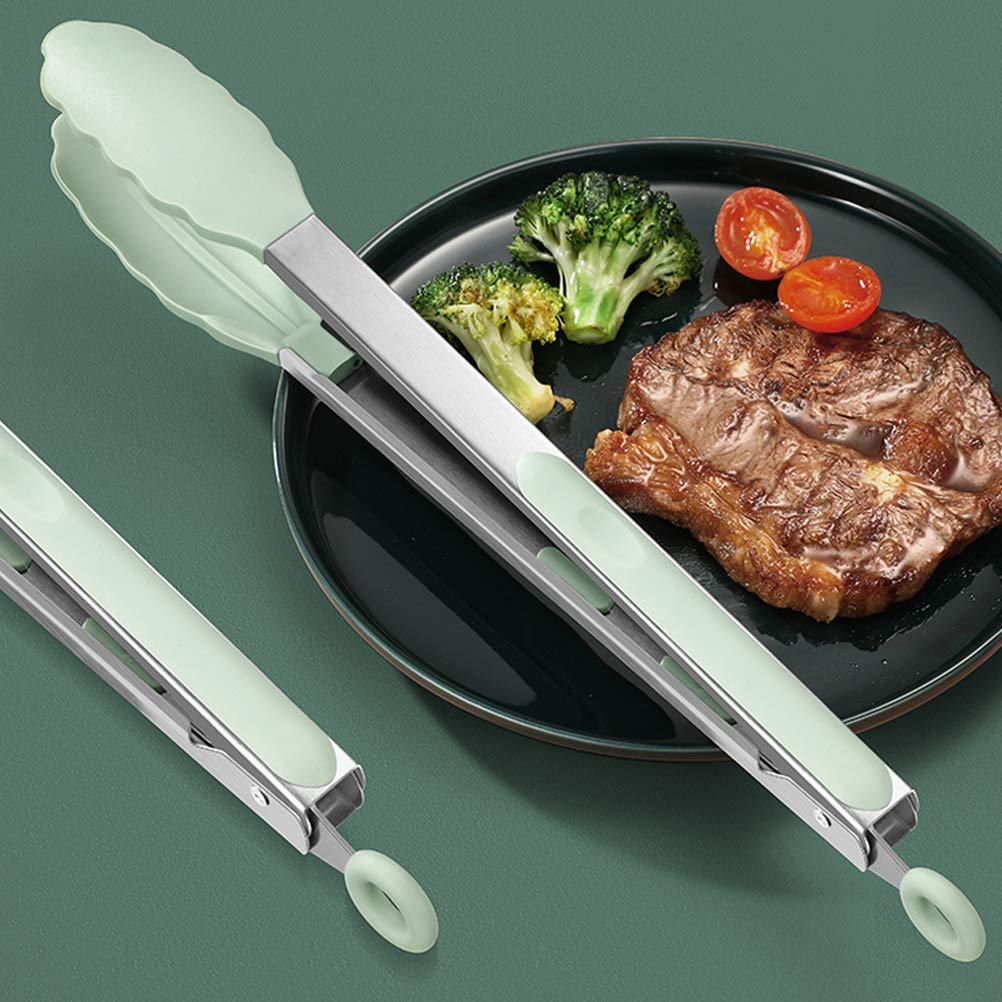 Kitchen Silicone Tong Stainless Steel Heat Resistant Smart Locking Clip for Cooking, Serving, Barbecue, Salad, Ice, Oven