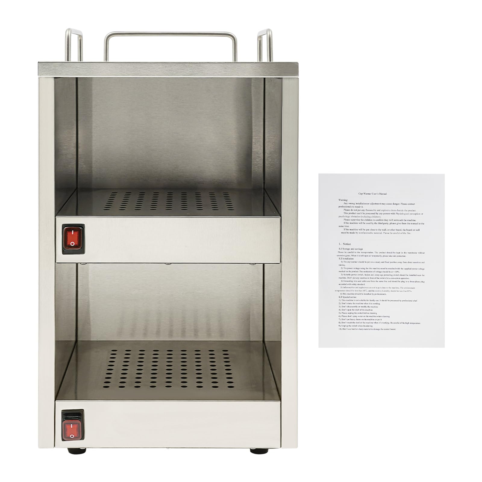 Armadio riscaldante per tazze, con 2 scomparti riscaldanti indipendenti, scalda tazze da caffè elettrico, per gastronomia, caffetteria, casa, 32,5 x 32 x 55 cm