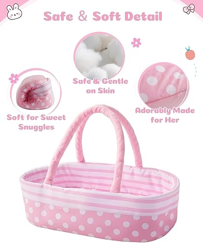 Miniatura 5 de BABESIDE Accesorios de muñeca Reborn para muñecas de 17 a 22 pulgadas, 13 piezas de ropa de muñeca y juego de regalo de poni que incluye moisés,