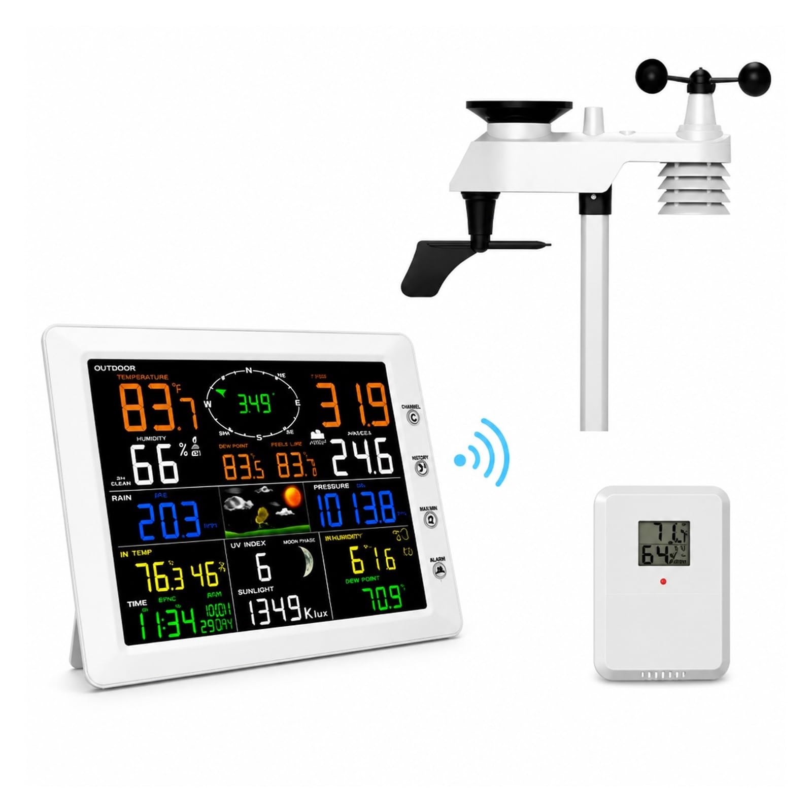 Pluviometro, Stazione Meteorologica WiFi 14 In 1 Con Sensore Esterno FT0300