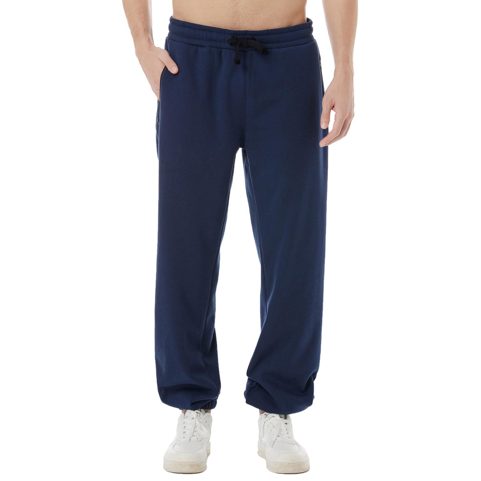 ineepor Pantaloni Tuta Uomo Invernali Pantaloni Termici Sportivi Uomo Felpata Pile Foderato Fleece Joggers Pantaloni Larghi Baggy Cerniera Tasche Laterali