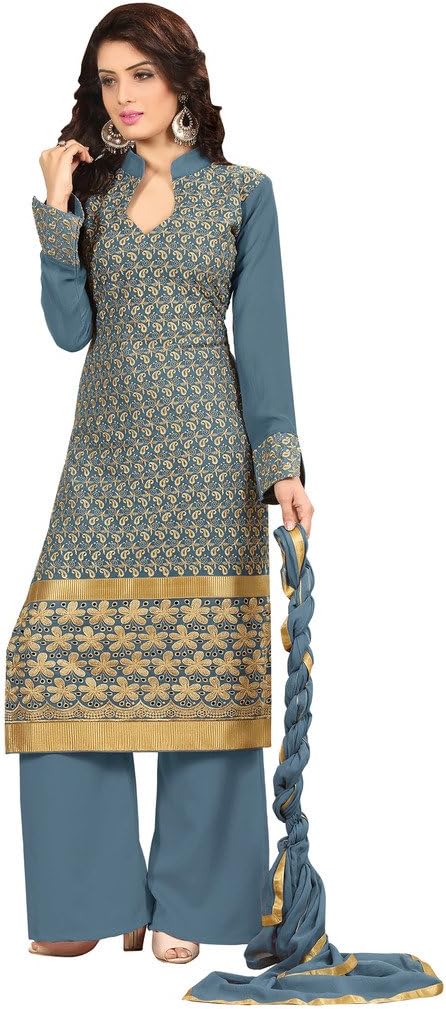 PARISHA Grey Embroidered Un-stitched Straight Suit 2RHA1005