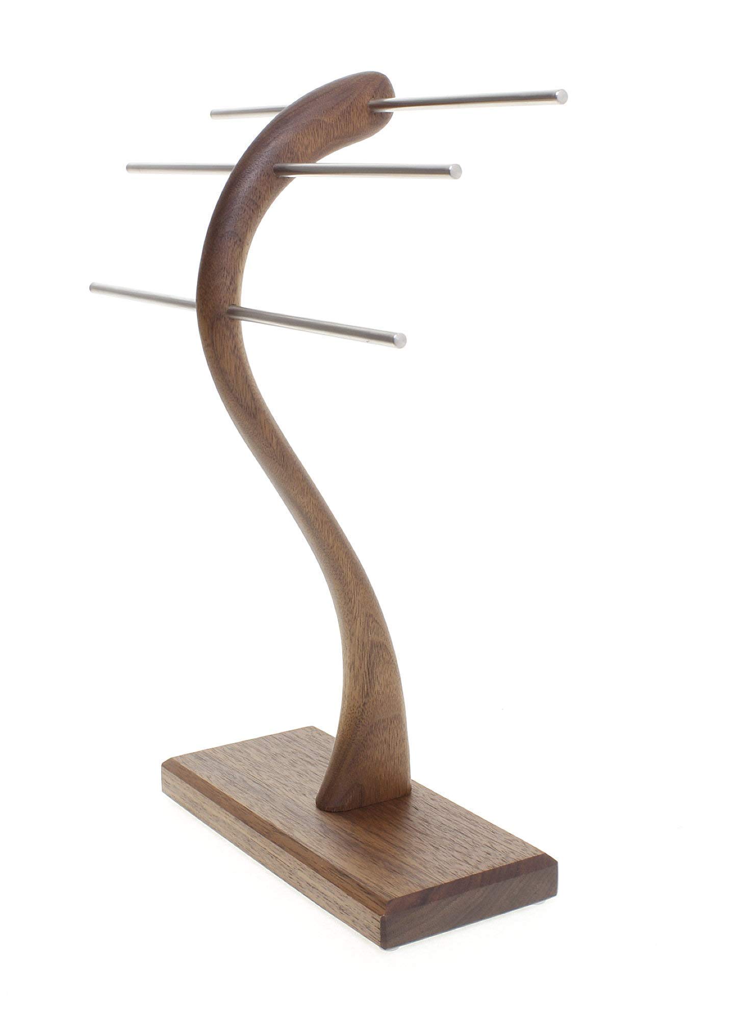 Schmuckständer für Ketten, Ohrringe und Armbänder, 3 Stäbe | Nussbaum Massivholz, Handmade in Germany