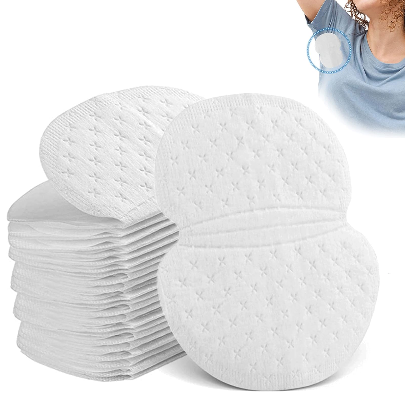 SSKHE 100 pezzi anti sudore usa e getta, cuscinetto anti sudore per le ascelle, patch anti-sudore da trasportare, protezione per le ascelle per sudore da donna e da uomo