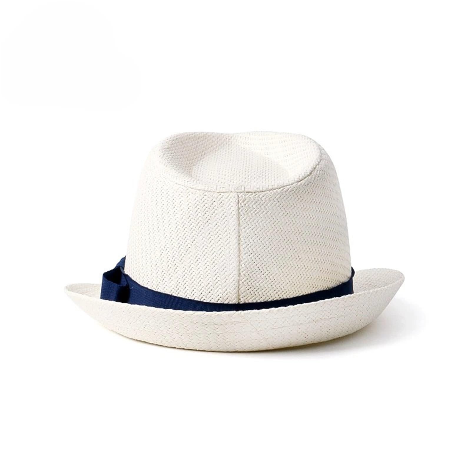 Sombrero Fedora Hombre Sombrero de paja grande for hombre, sombrero bombín, sombrero de paja de verano, sombrero de caballero, sombrero fedora for mujer, sombrero de cabeza grande for mujer(White blue