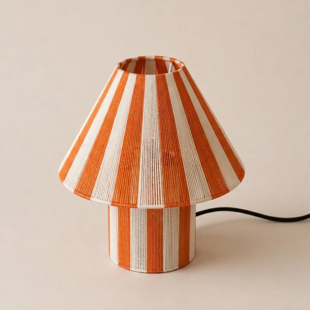 Woven Stripe Table Lamp | Handmade Woolen Fabric Shade & Metal Frame | E27 LED Compatible Bedside Lamp | Modern Decorative Desk Lamp for Bedroom, Living Room & Home Décor-picture-13