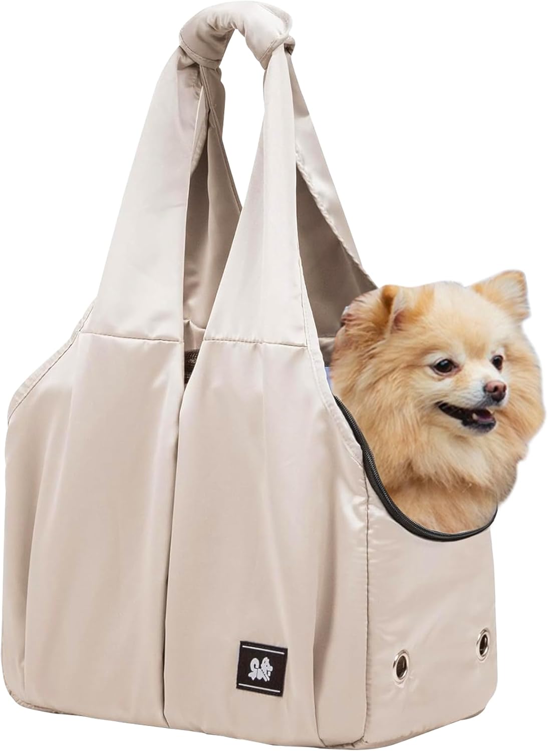 Dog Purse Carrier for Small Dogs Cat Rabbit with 4 Large Pockets, Lightweight Soft-Sided Pet Carriers Up to 15lbs, Puppy Tote Bag, Outings, Travel, Vet - Beige