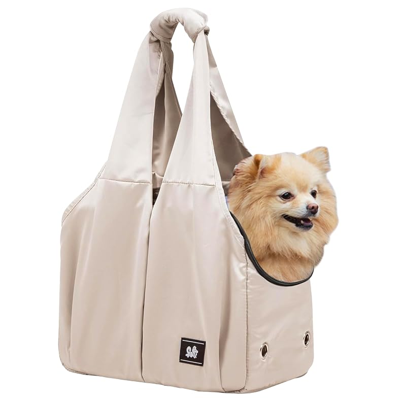 Bolsa de Transporte para Cães e Gatos Pequenos TARFEPA com Tela Respirável e Alça Acolchoada Bege
