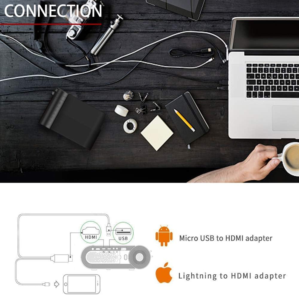 LAIDUOAO Video Projector, 1080P Projector 4.3 "LCD Light Projector with 180'' Display Area, 4000 Lumen Portable Projector with 50,000 Hrs LED Lamp Life, Full HD Projector