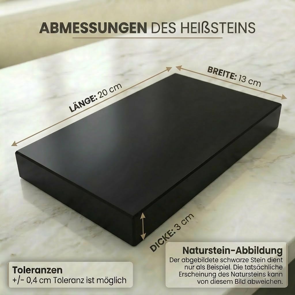 Heißer Stein Lavastein Steak-Brett Hot Stone Steingrill Set aus Bambusbrett Lavastone und Porzellan-Platte, Fleisch, Fisch grillen auf heißem Stein (Uno Black)