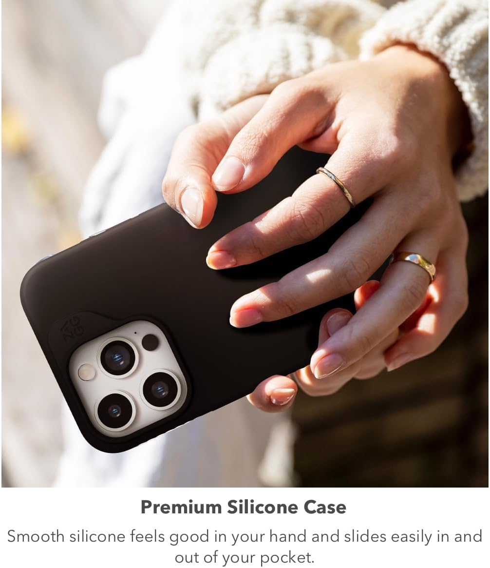 ZAGG Manhattan Snap iPhone 15 Pro Max Case - Premium Silicone iPhone Case, Durable Graphene Material, Smooth Surface with a Comfortable Ripple Grip, MagSafe Phone Case, Sky Blue
