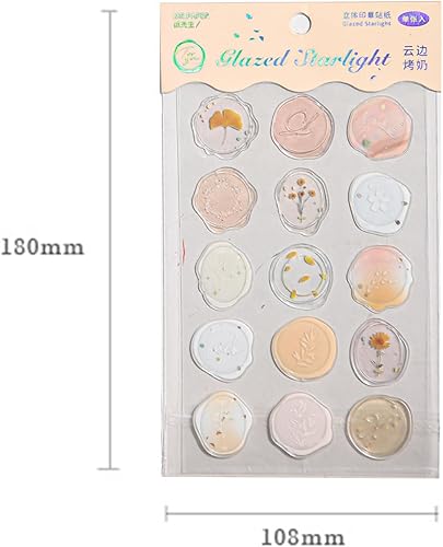 Miniatura 9 de EOQPDECD 64 calcomanías de sello de cera autoadhesivas, calcomanías de sello de cera de cristal transparente para decoración de sobres de invitación