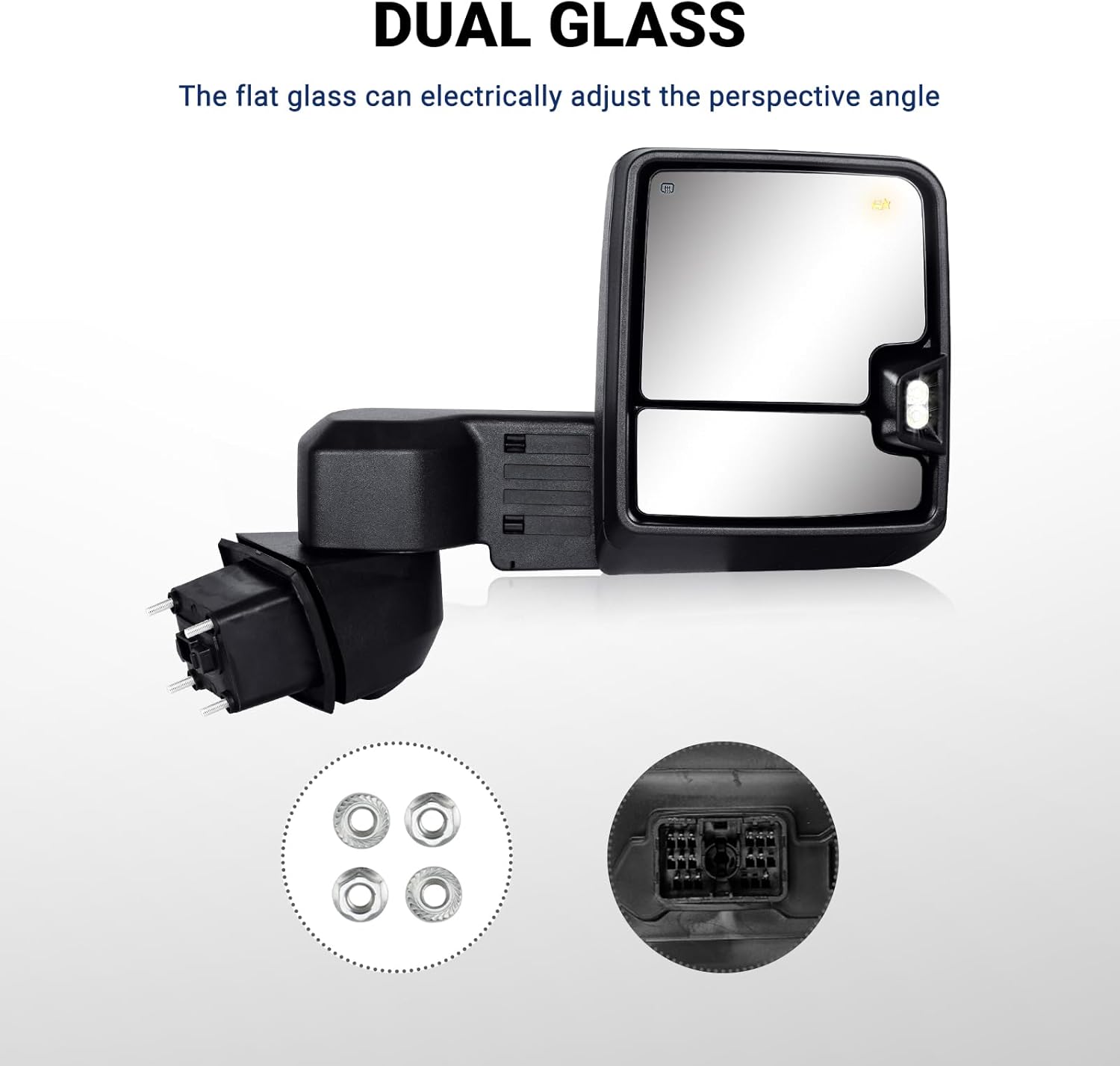 Passenger Side Towing Mirror Compatible with 2020-2025 Chevy Silverado GMC Sierra 2500HD 3500HD with Power Adjustment Mirror Heated Turn Signal & Running Light Puddle Lamp BSM Light- Black