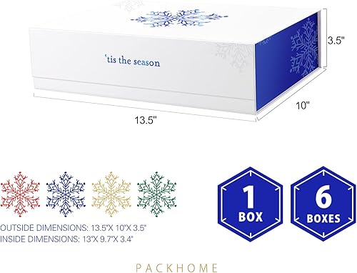 Miniatura 60 de PACKHOME Caja de regalo de 11.5 x 8 x 2.5 pulgadas, caja resistente para camisas con tapa magnética para múltiples ocasiones (blanco brillante) 11 x