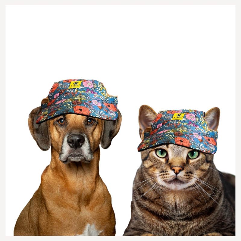 Image of A+a Pets' Stylish Baseball Cap for Dogs & Cats | Adjustable Toggle| Printed Waterproof | for Everyday, Summer, and Rainy Days (L)