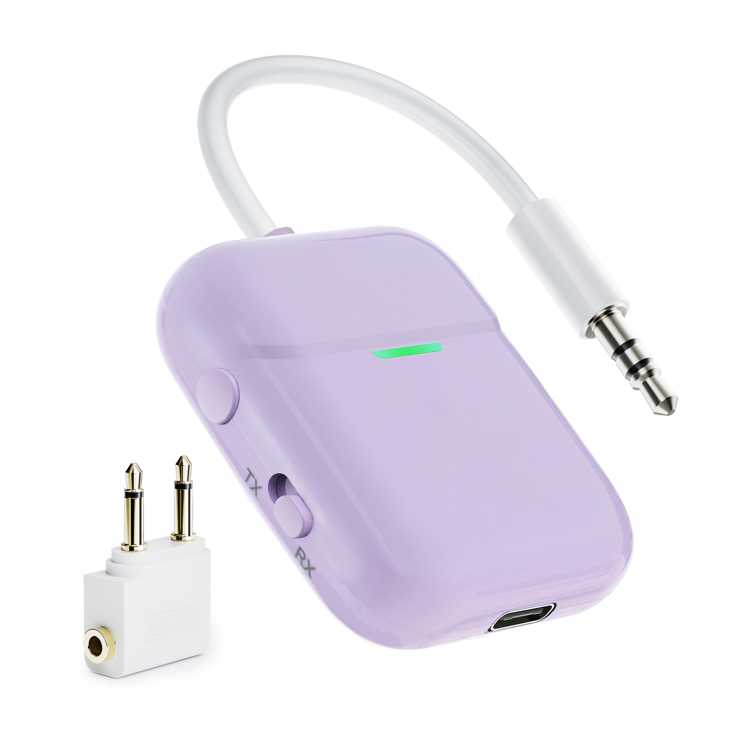 Nulaxy Air in-Flight Bluetooth Wireless Audio Transmitter Receiver for up to 2 AirPods Wireless Headphones, Bluetooth Adapter for All 3.5mm Aux Jacks