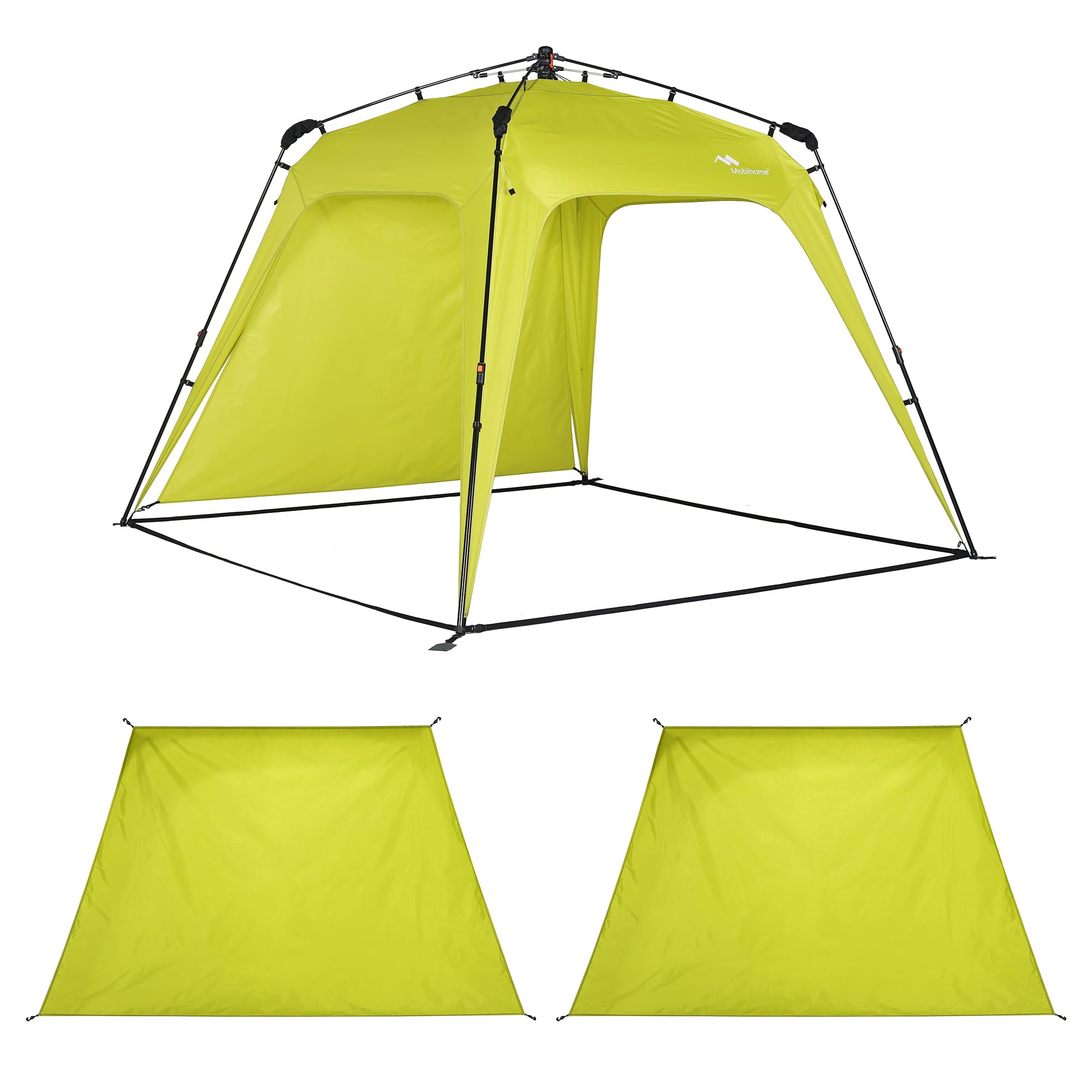 8.2'x8.2' Pop Up Canopy Tent Easy One Person Setup Instant Outdoor Beach Canopy Folding Portable Sports Shelter with 1 Sidewall and 2pcs Extra sidewalls - Green