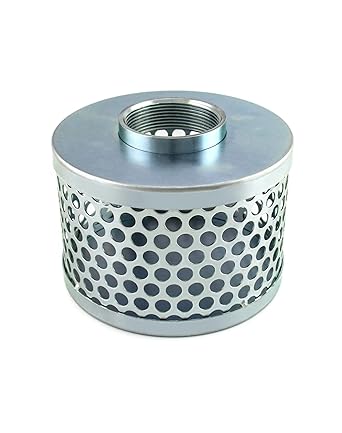 QWORK Round Hole Suction Strainer Filter for Pumps, Steel Plated Thread Size 2