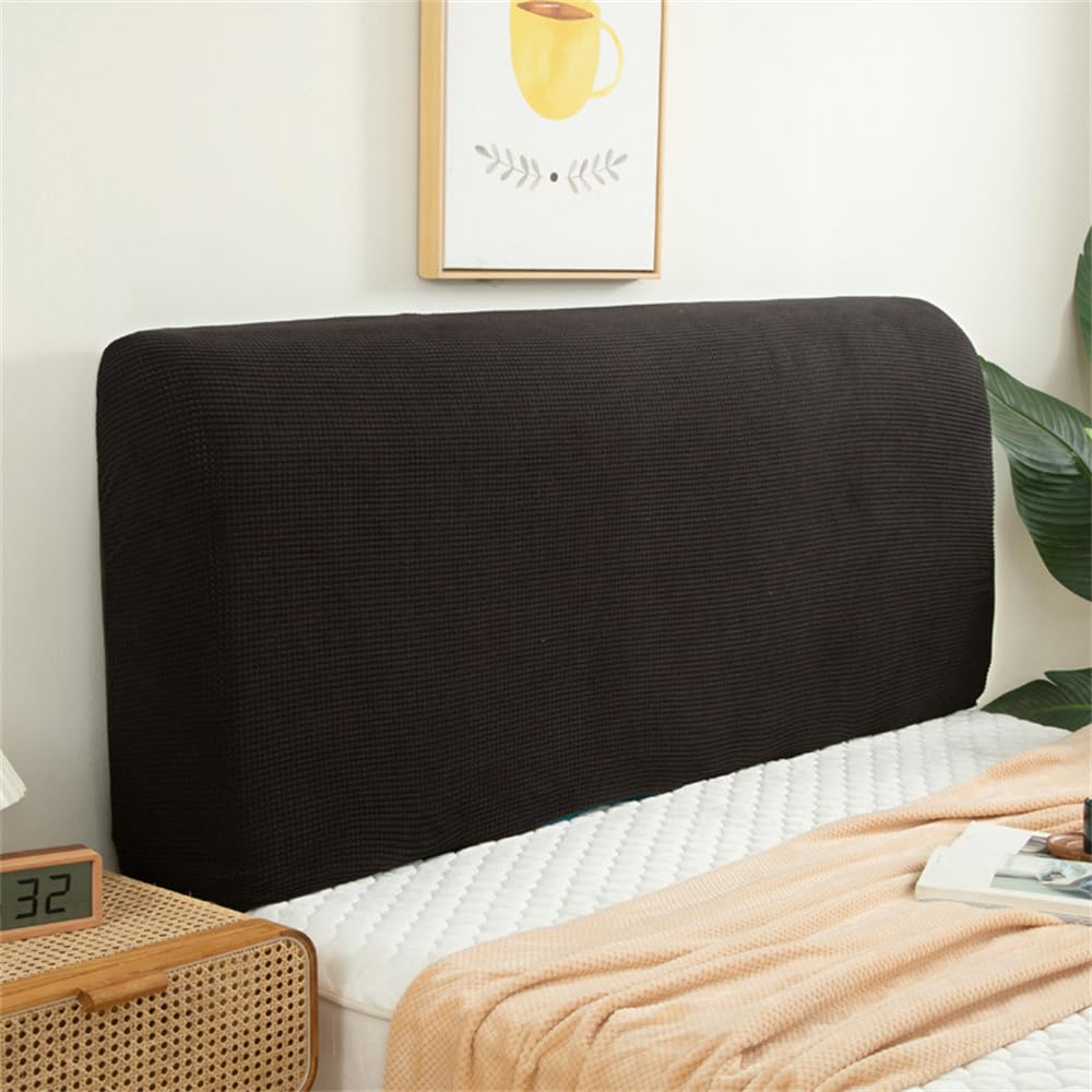 Hearda Elástica Funda para Cabecero de Cama, Suave Jacquard Cabecera, Diseño Todo Incluido Prueba de Polvo Cabecero, Protector de Cabecero Cama para Decoración Dormitorio (150cm,Negro)