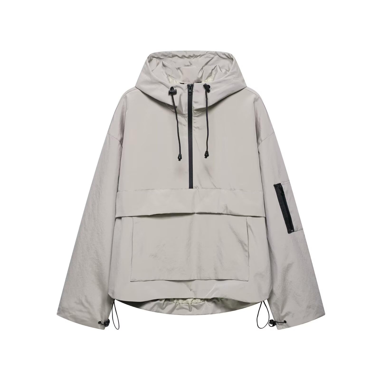 Generisch Regenjacke Damen Halber Reißverschluss Übergangsjacke Wasserdicht Sommer Frühlingsjacke Mit Kapuze Damenjacke Mehrere Taschen Leicht Wanderjacke Outdoor Lässig Bomberjacke Mode Jacket