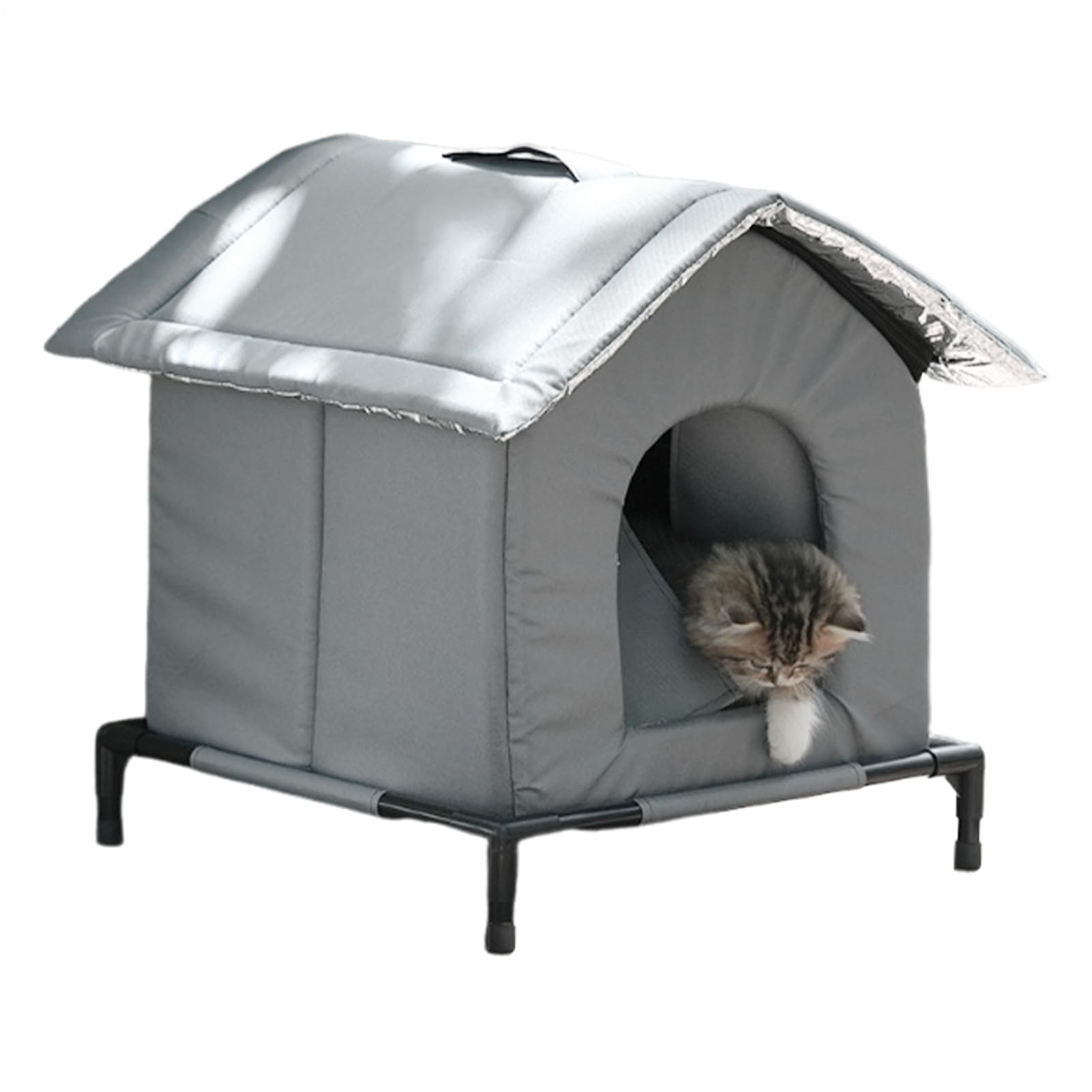 Casa para Gatos Exteriores,Caseta Exterior Elevada para Mascotas,Cueva de Descanso Impermeable y Aislada para Clima Frío | para Jardín Césped Terraza Garaje Y Urbanizaciones