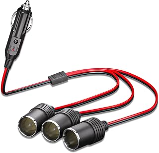 Goupchn Car Cigarette Lighter Splitter 1 to 3 12V 24V Power Charger | 3 Way Socket Splitter, Cigarette Lighter Extension Cord Cable