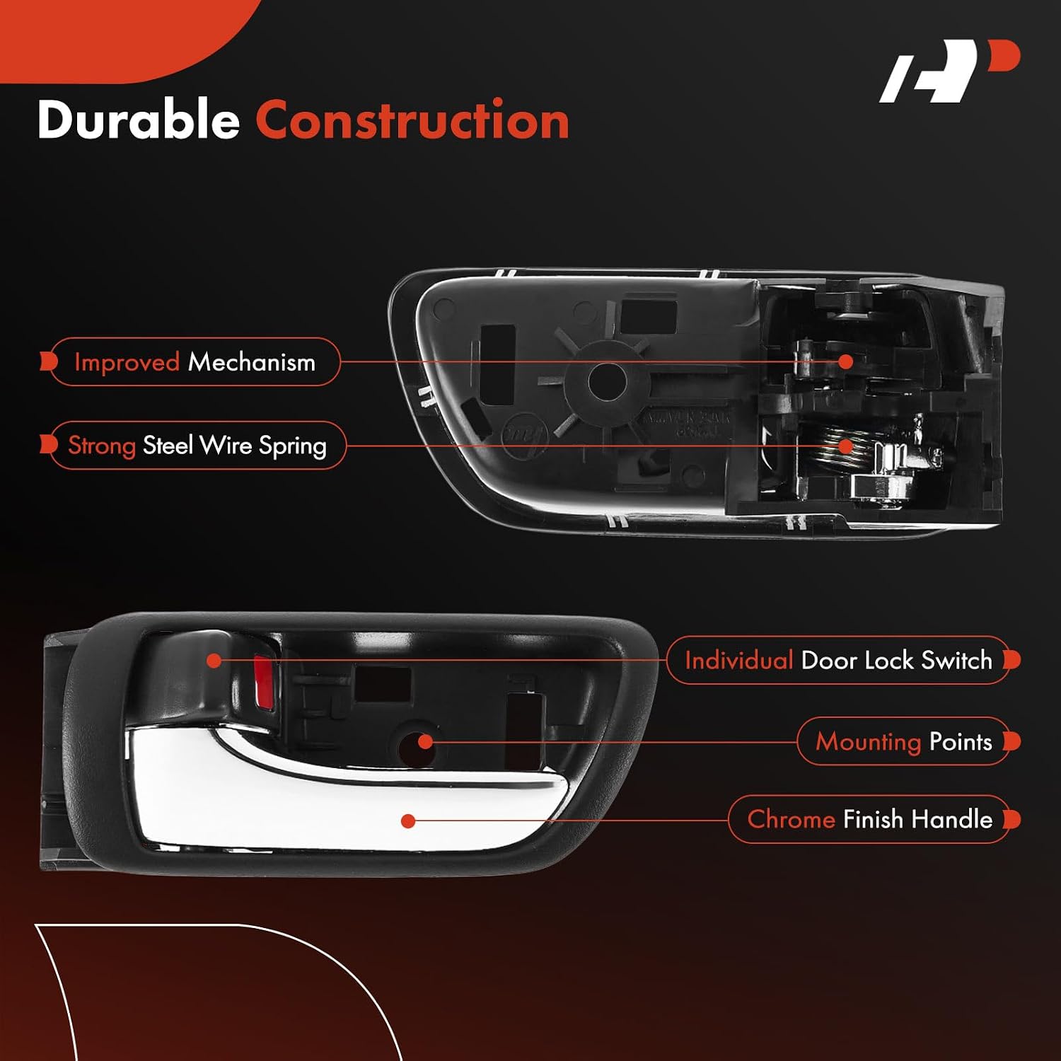 A-Premium Front or Rear Left Driver Side Interior Door Handle Compatible with Toyota Camry 2002 2003 2004 2005 2006, Black Housing with Chrome Lever, Replace# 69206-AA030-B0, 69206-YC030