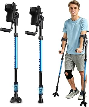 Forearm Crutches for Adults, 3-Angle Adjustable Arm Crutches for Walking, Ergonomic Crutches for Men or Women, Aluminum, Blue, Crutches for Leg Injury, Surgery Recovery, Disabled1Pair