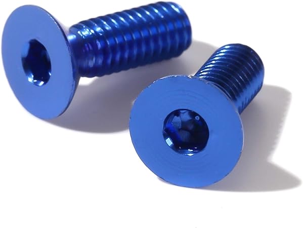Amazon マスターシリンダー リザーブタンク用交換ボルト ブルー 2個set 錆びたり 劣化しているボルト との交換にいかがでしょうか アルミ製m4サイズ 修理 カスタム ドレスアップなどにも 外装パーツ用ボルト 車 バイク