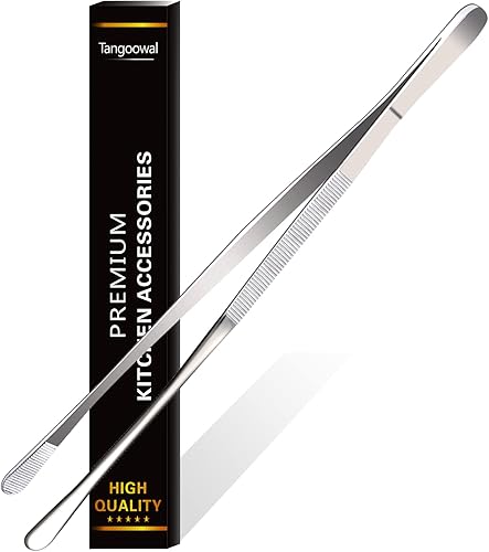 Pinzas profesionales de cocina y cocina de 12 pulgadas, pinzas largas de acero inoxidable, barbacoa, enchapado, multiuso
