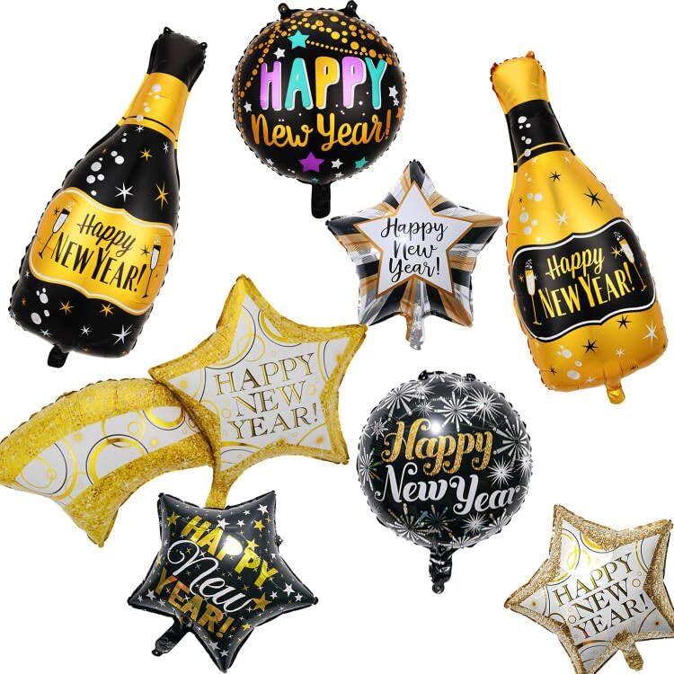 MAFENT New Year Eve Party Supplies 8 Pcs Large Size New Year Balloons Set New Years Eve Mylar Balloons for New Year Decorations 2024