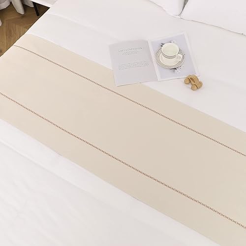 Miniatura 2 de JADE POKE Camino de cama de 102.4 x 19.7 in para cama King, mantas para pie de cama, color beige, camino de cama, bufandas para dormitorio, hotel,