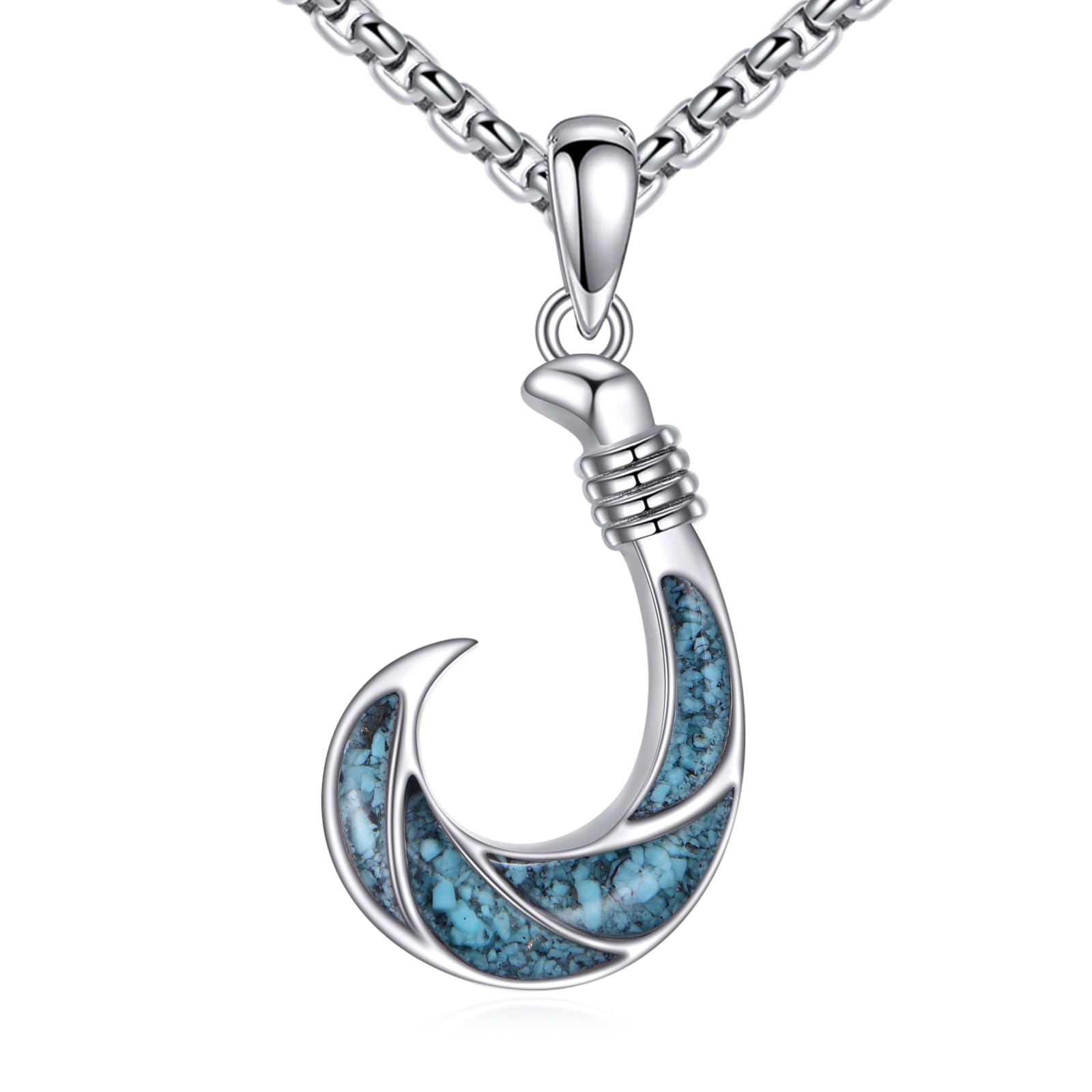CUPENDA Turquoise Western Necklace Sterling Silver Moon Kokopelli/Cow Skull/Zia Sun/Mountains Pendant Necklace Turquoise Jewelry for Women Hikers