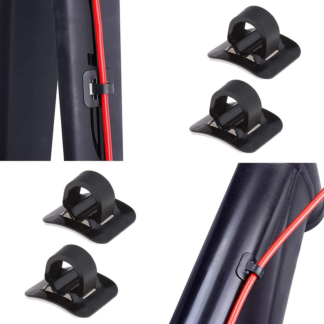 Mirrwin Fietsframe C-gesp C clips fiets kabel clips 3 m draadstoel met zelfklevende achterkant 12 stuks draadhouders van aluminiumlegering voor fietsen, mountainbikes, vouwfietsen